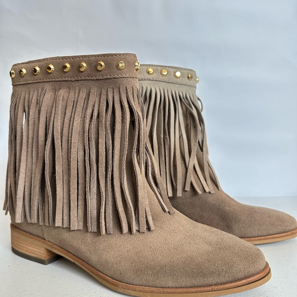 Michael Kors Billy taupe studded fringe booties 7.5 - Picture 11 of 15
